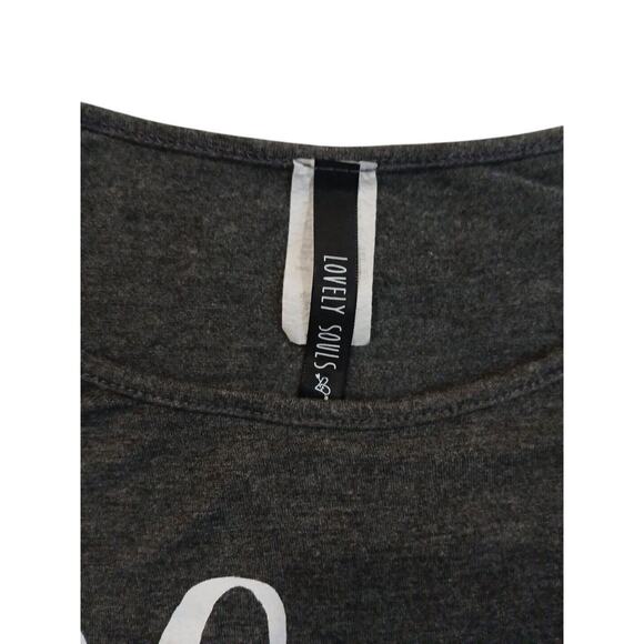 Glam T-SHIRT Women's Size M GRAY White Letters Barbiecore Boho Choose Your Happy - Picture 7 of 8